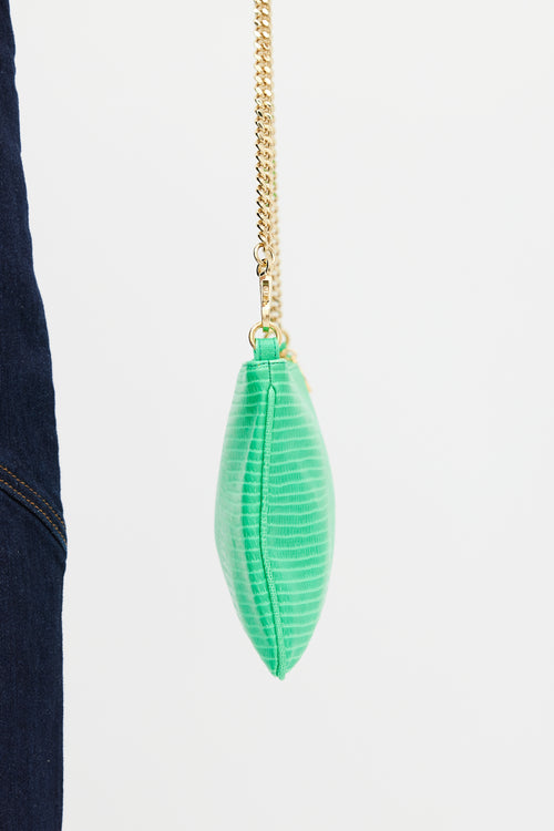 Stella McCartney Neon Green Embossed Faux Leather Clutch