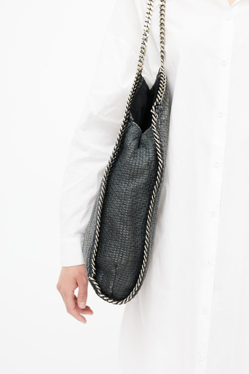 Stella McCartney Black & Silver Woven Falabella Shoulder Bag