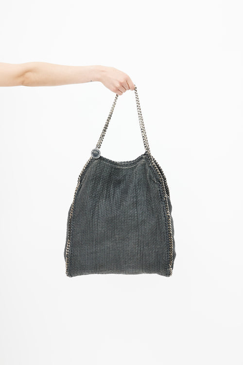 Stella McCartney Black & Silver Woven Falabella Shoulder Bag