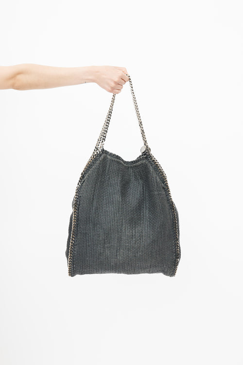 Stella McCartney Black & Silver Woven Falabella Shoulder Bag