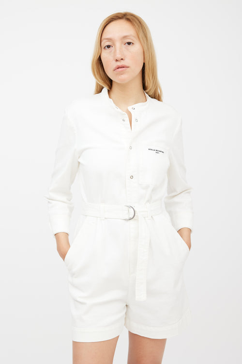 Stella McCartney White & Black Denim Logo Romper