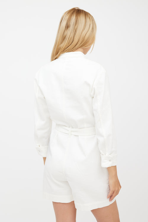 Stella McCartney White & Black Denim Logo Romper