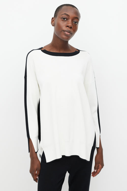 Stella McCartney White & Black Split Side Sweater