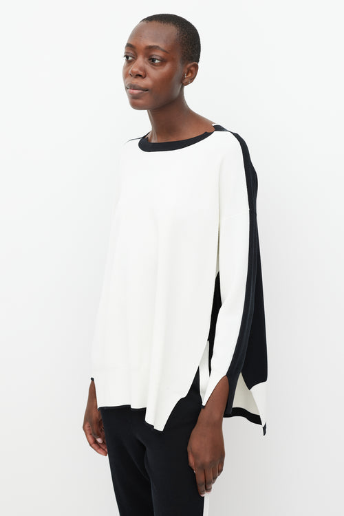 Stella McCartney White & Black Split Side Sweater