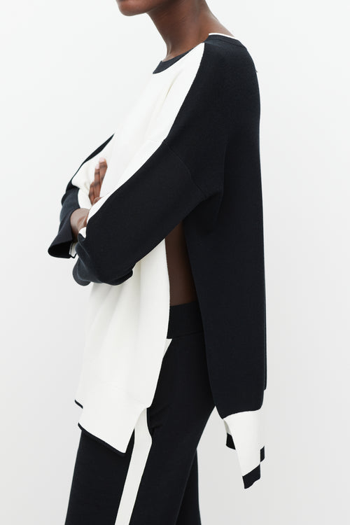 Stella McCartney White & Black Split Side Sweater