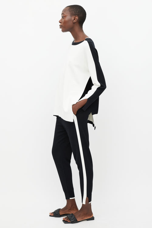 Stella McCartney White & Black Split Side Sweater