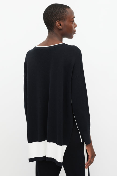 Stella McCartney White & Black Split Side Sweater