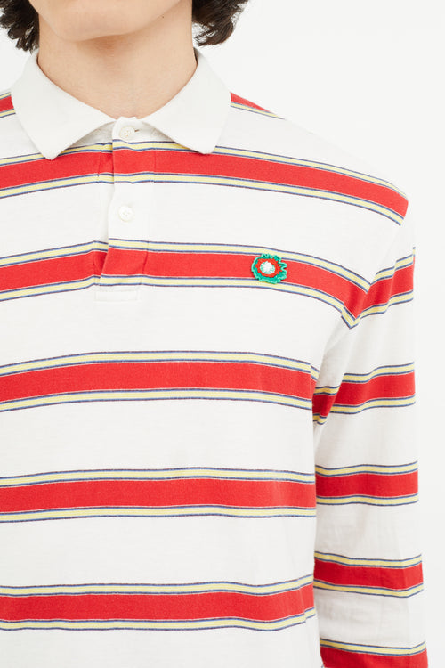 Stella McCartney White & Red Stripe Long Sleeve Polo