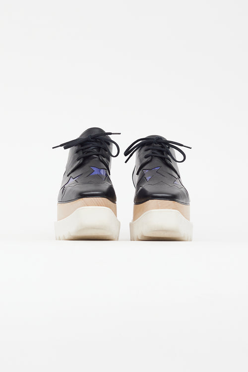 Stella McCartney Black & Blue Faux Leather Elyse Star Derby