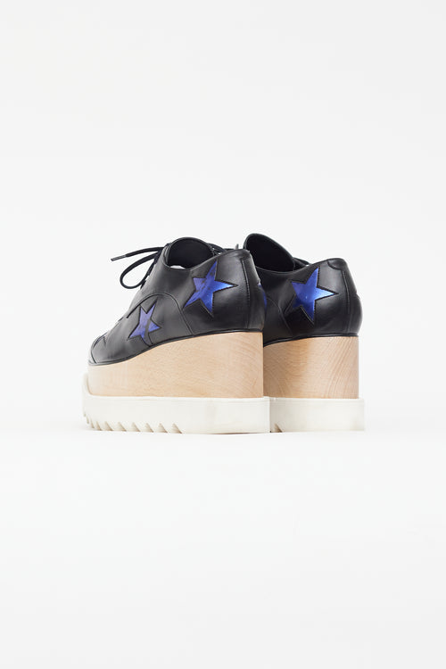 Stella McCartney Black & Blue Faux Leather Elyse Star Derby