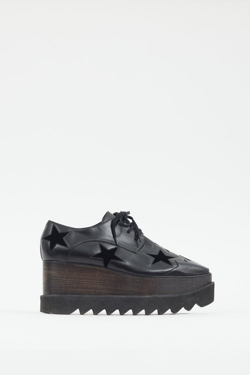Stella McCartney Black Faux Leather & Suede Star Platform Oxford