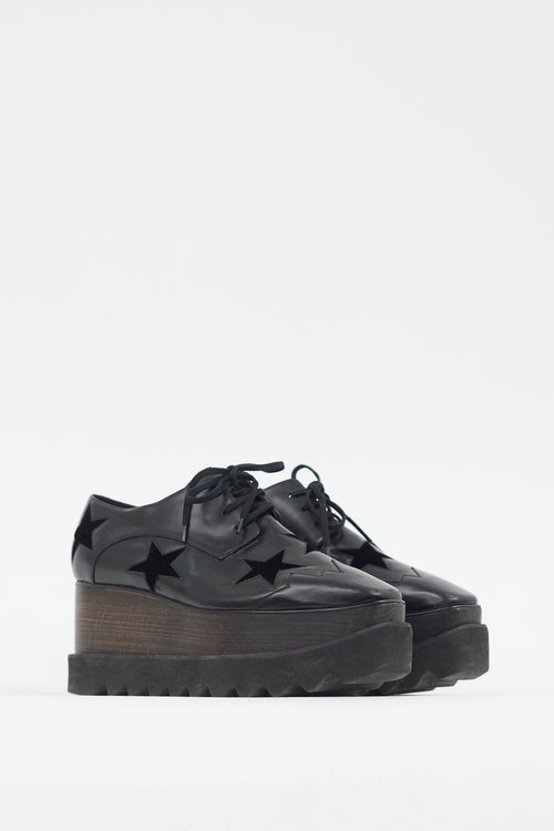 Stella McCartney Black Faux Leather & Suede Star Platform Oxford