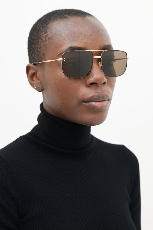 Stella McCartney Black & Gold SC0107S Aviator Sunglasses