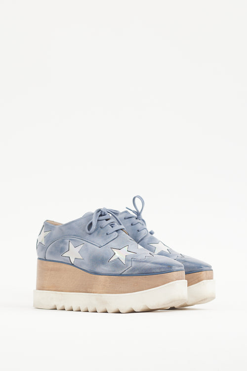 Stella McCartney Blue & Multicolour Faux Leather Elyse Star Derby Boot
