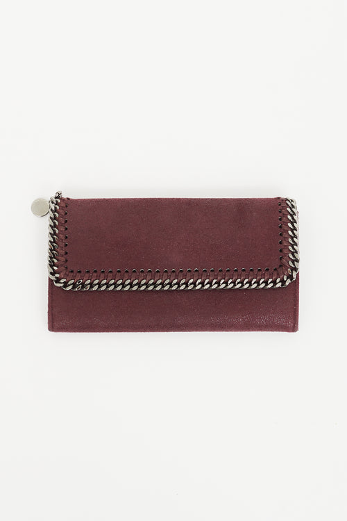 Stella McCartney Burgundy & Gunmetal Falabella Long Wallet