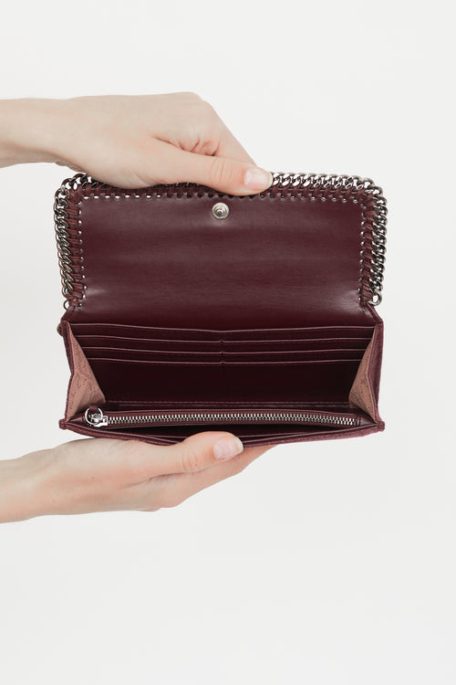 Stella McCartney Burgundy & Gunmetal Falabella Long Wallet