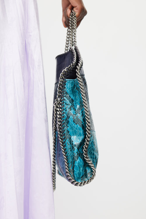 Stella McCartney Navy & Multicolour Textured Leather & Suede Falabella Bag