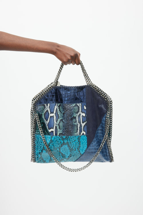 Stella McCartney Navy & Multicolour Textured Leather & Suede Falabella Bag