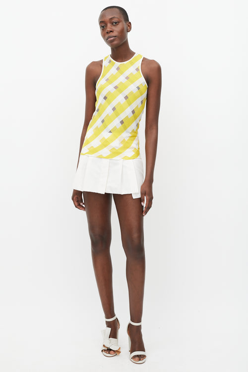 Stella McCartney Yellow & White Sheer Stripe Tank Top