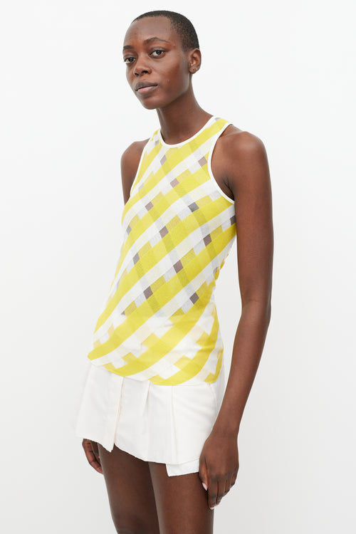 Stella McCartney Yellow & White Sheer Stripe Tank Top