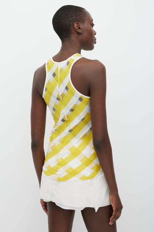 Stella McCartney Yellow & White Sheer Stripe Tank Top