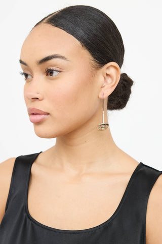 Fine Jewelry Sterling Silver Emerald & Moissanites Disc Drop Earring