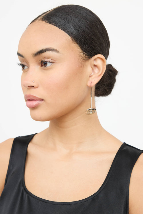 Fine Jewelry Sterling Silver Emerald & Moissanites Disc Drop Earring