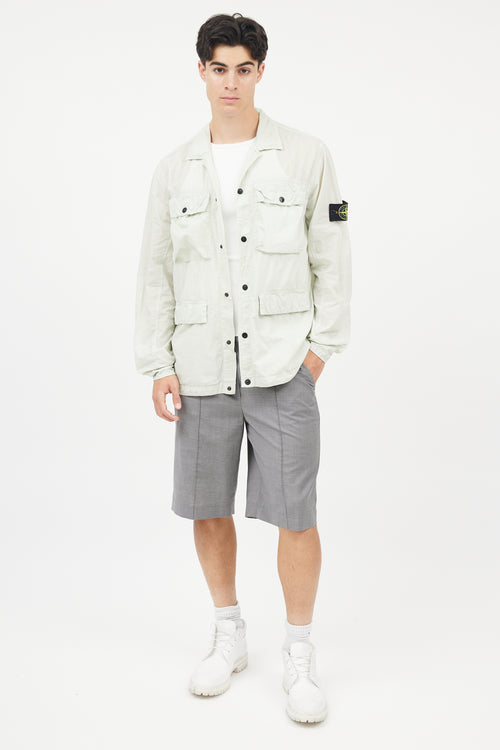 Stone Island Green & Black Flax Hidden Pouch Button Up Shirt