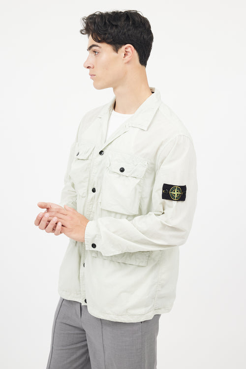 Stone Island Green & Black Flax Hidden Pouch Button Up Shirt