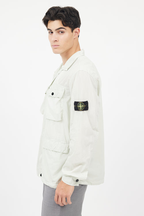 Stone Island Green & Black Flax Hidden Pouch Button Up Shirt