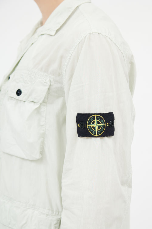 Stone Island Green & Black Flax Hidden Pouch Button Up Shirt
