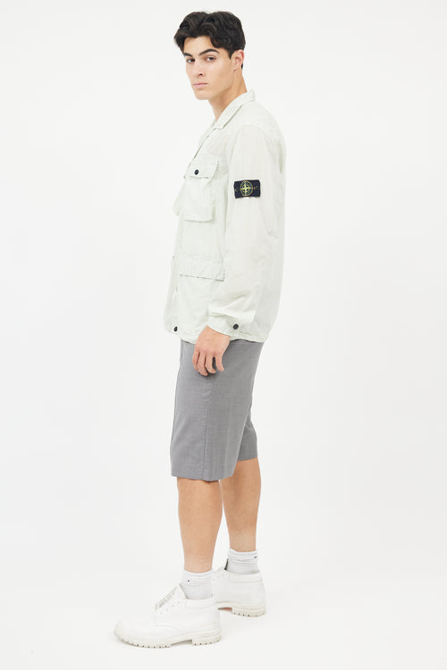 Stone Island Green & Black Flax Hidden Pouch Button Up Shirt