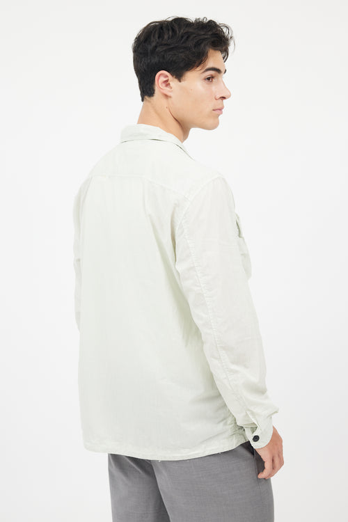 Stone Island Green & Black Flax Hidden Pouch Button Up Shirt
