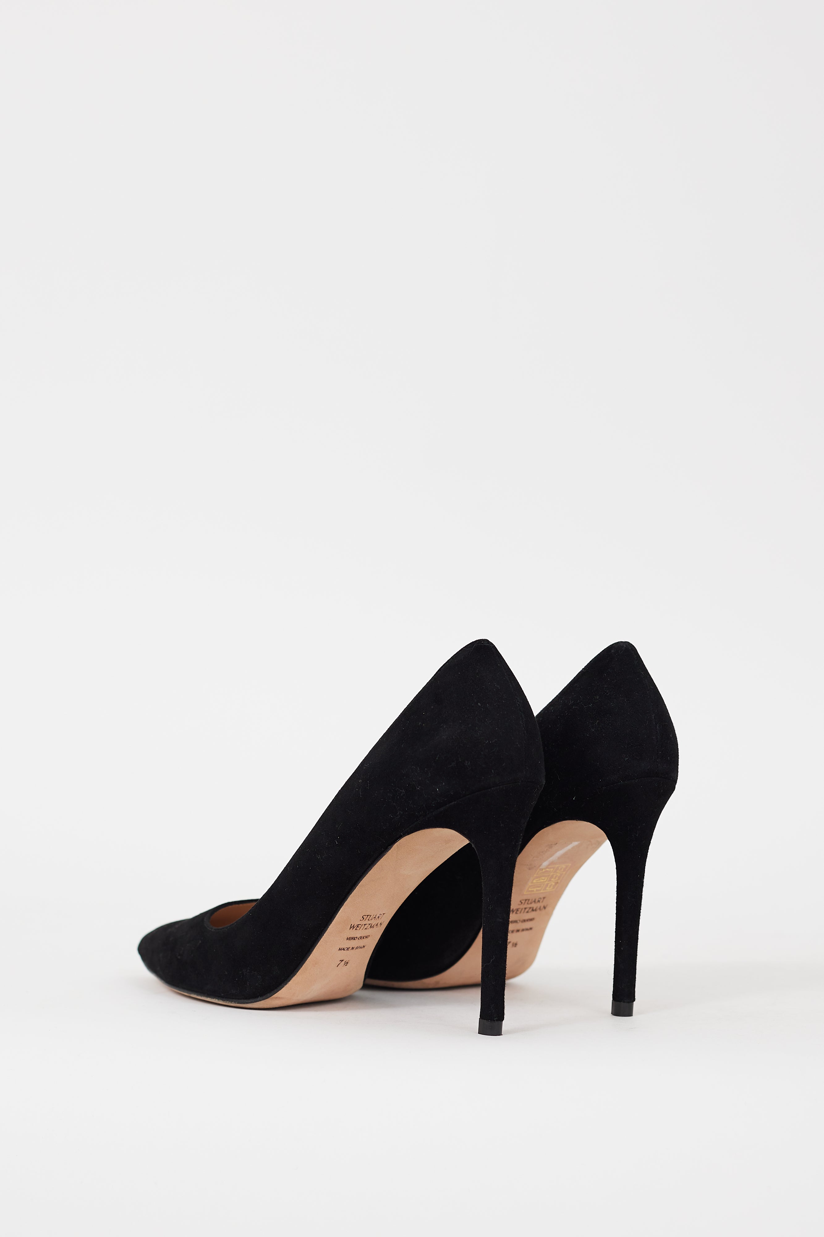 Stuart Weitzman Black Suede Pointed Toe Heel