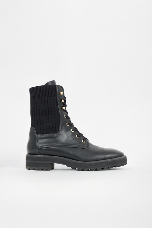 Stuart Weitzman Leather & Knit Alpine Boot