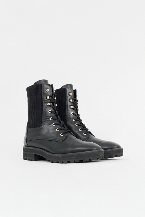 Stuart Weitzman Leather & Knit Alpine Boot