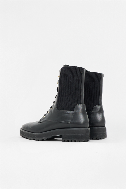 Stuart Weitzman Leather & Knit Alpine Boot