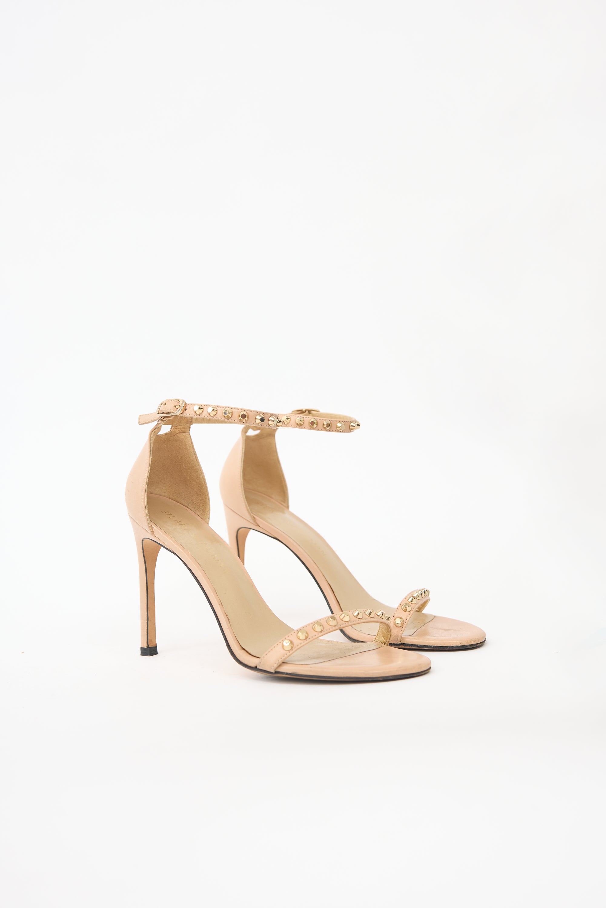 Stuart Weitzman Leather Studded Nudist Sandal
