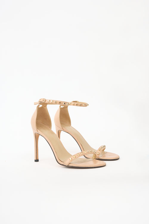 Stuart Weitzman Leather Studded Nudist Sandal