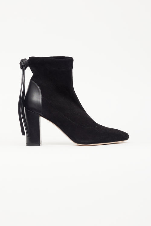 Stuart Weitzman Black Suede & Leather Ankle Boot