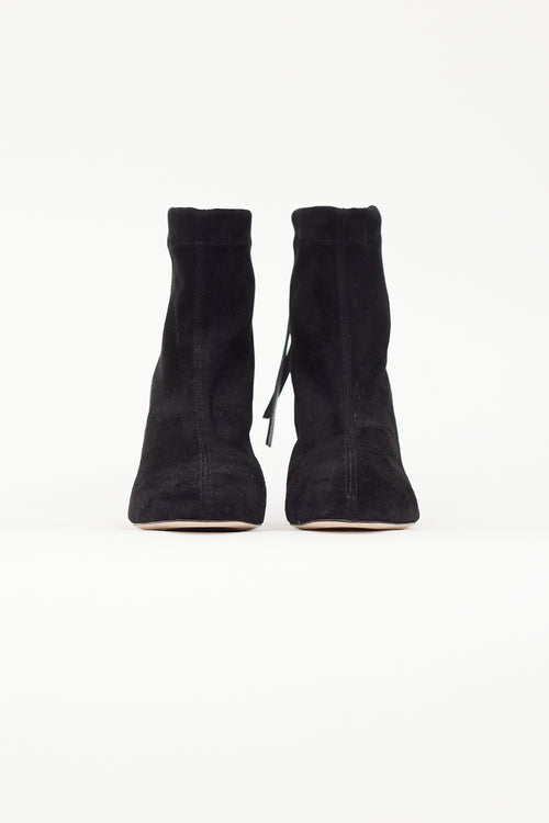 Stuart Weitzman Black Suede & Leather Ankle Boot