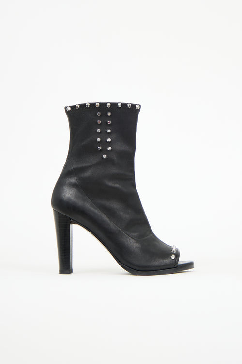 Stuart Weitzman Studded Peep Toe Boot