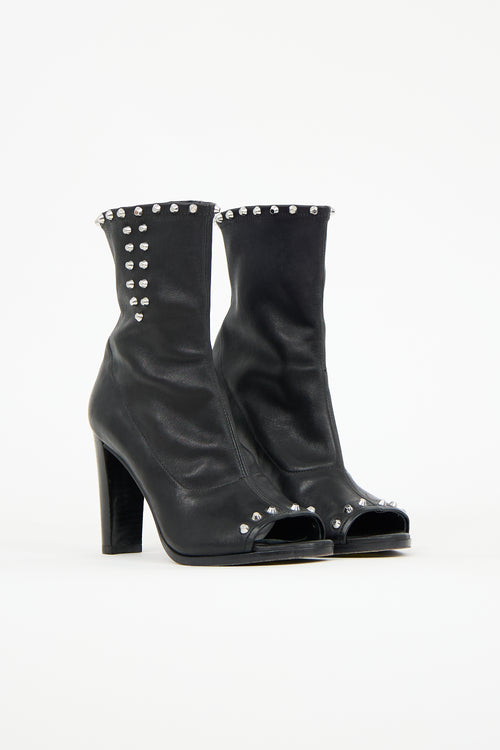 Stuart Weitzman Studded Peep Toe Boot
