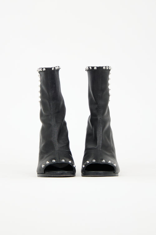 Stuart Weitzman Studded Peep Toe Boot