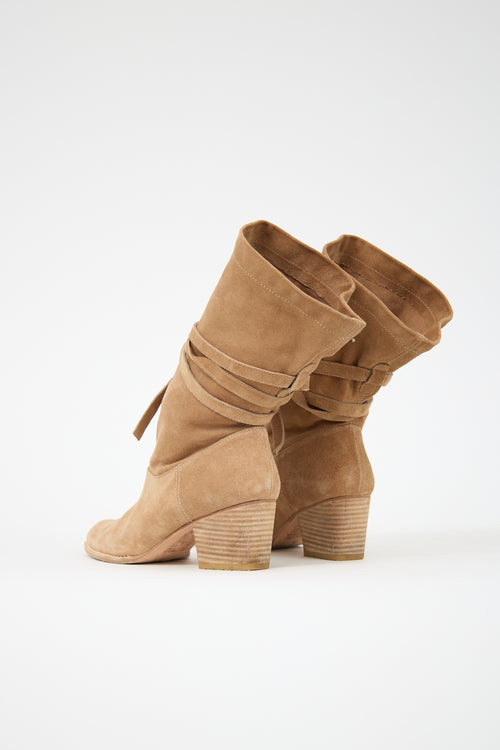 Stuart Weitzman Suede Wrap Around Strap Boot
