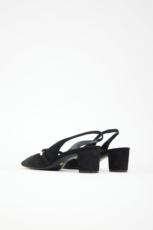 Stuart Weitzman Suede Pearlita Slingback Pump