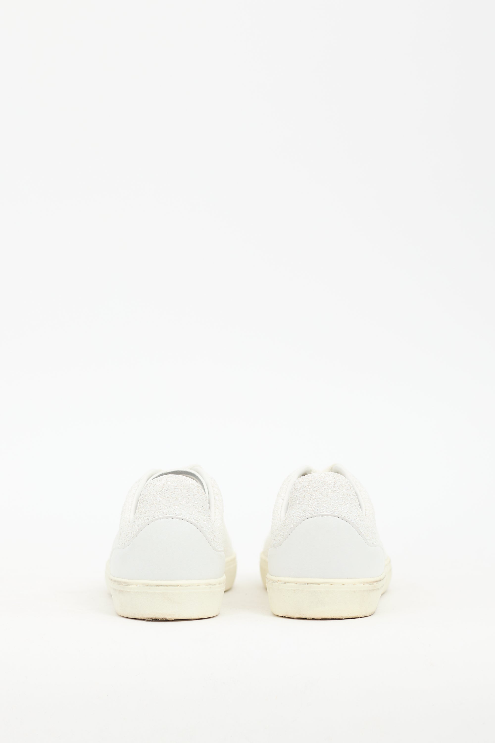 Stuart Weitzman White Leather Sparkly Sneaker