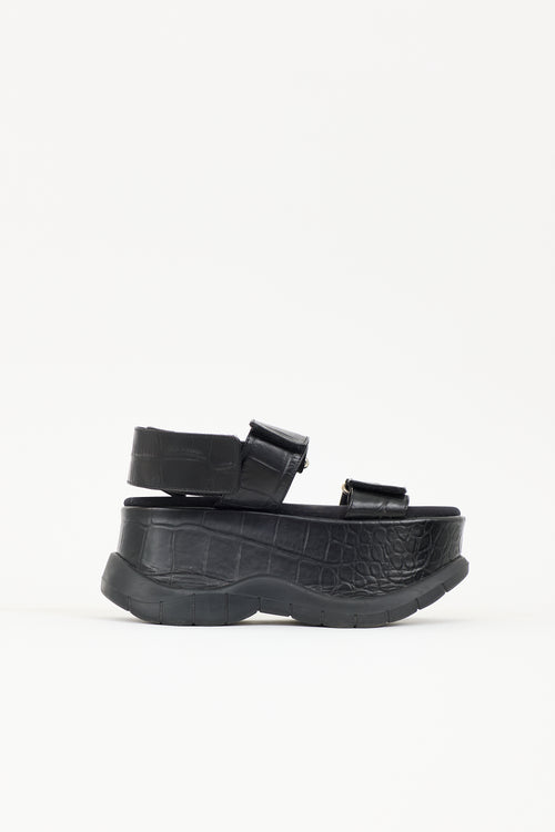 Sunnei Embossed Leather Platform Sandal