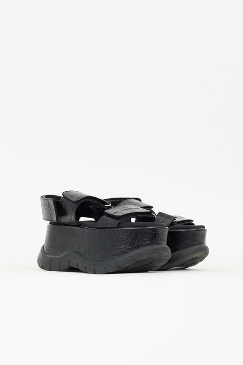 Sunnei Embossed Leather Platform Sandal