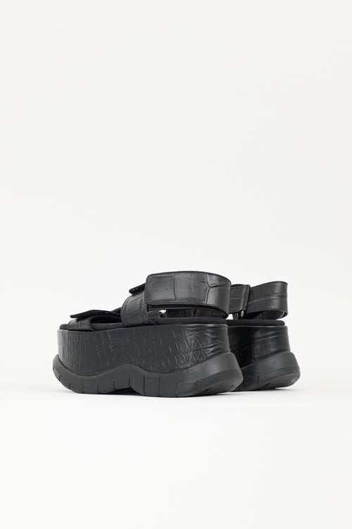 Sunnei Embossed Leather Platform Sandal